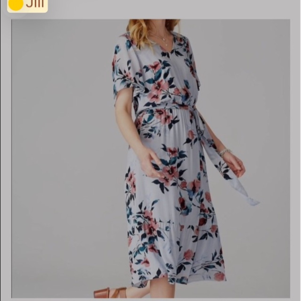J. Jill Light Blue Midi Dress with Floral Print